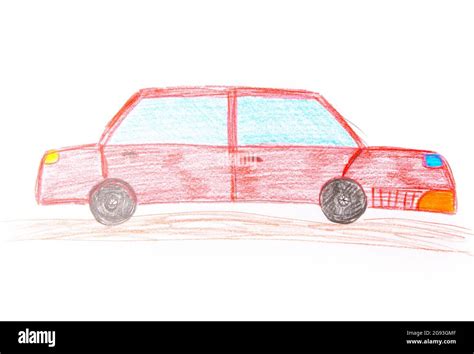 Children's drawing of red car Stock Photo - Alamy