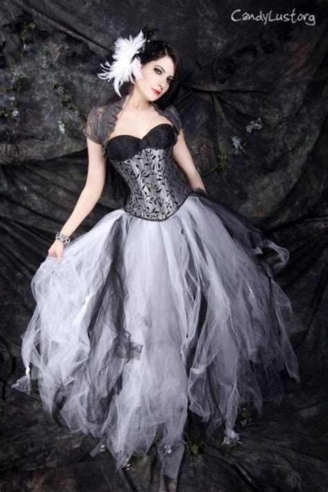 Gothic Bridal Skirt Floor Length Tulle Tutu Skirt In Black White And