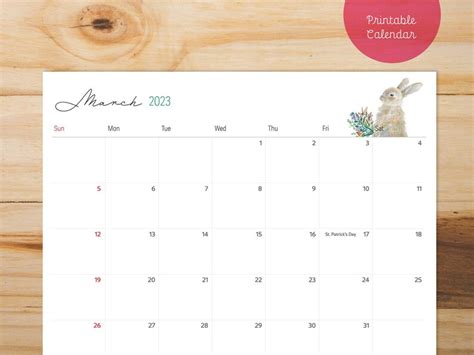 Editable March 2023 Calendar Printable Cute Fillable - Etsy