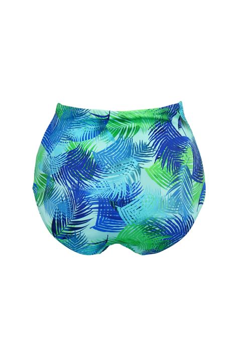 Aruba Super High Waist Control Bikini Brief In Aqua Palm Pour Moi