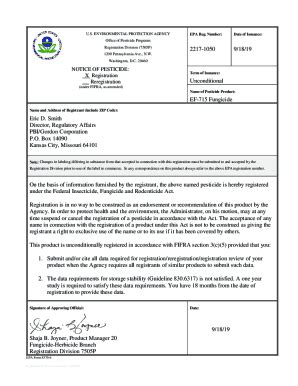 Fillable Online US EPA Pesticide Product Label EF 715 FUNGICIDE 09 18