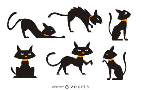 Baixar Vetor De Conjunto De Ilustração De Gato Preto Isolado