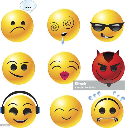 Ilustración De Emoticonos Smiley Y Más Vectores Libres De Derechos De