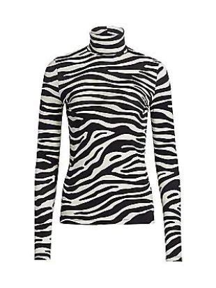 Proenza Schouler White Label Zebra Jersey Turtleneck Top