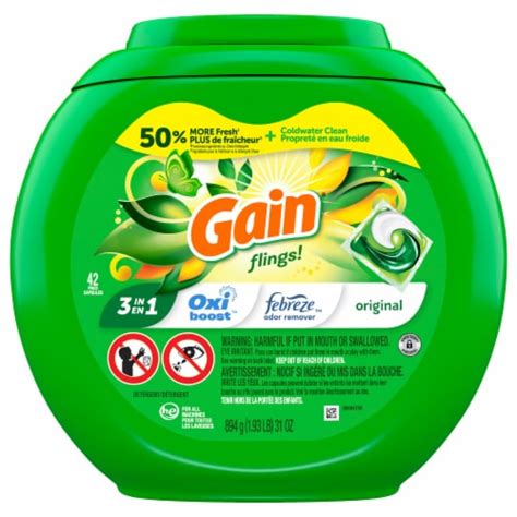 Gain Flings Original Scent Laundry Detergent Pods, 42 ct - Fry’s Food ...