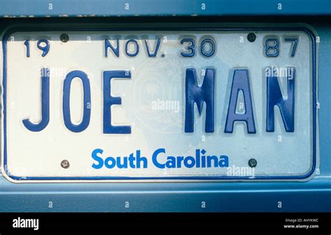 Vanity License Plate South Carolina Stock Photo Alamy