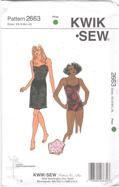 Kwik Sew 2663 Misses Lingerie Empire Waist Slip Camisole Boy Cut Panties Pattern Womens Sewing
