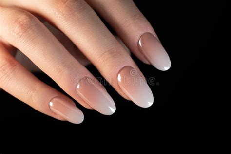 Classic Babyboomer Manicure A Close Up Of Nude Toned Nails With A Smooth Transition To White
