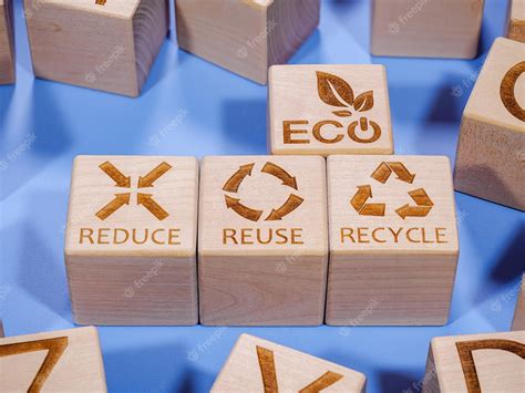 Reducir Reutilizar Reciclar Y Eco Inscripción En Bloques De Madera