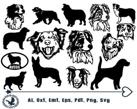 Australian Shepherd Svg Aussie Silhouette Dog Breed Svg Etsy