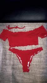 Zaful Lettuce Trim Off Shoulder Ribbed Three Piece Bikini Swimsuit In Black Zaful