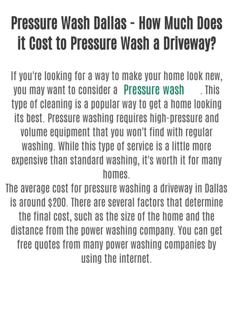 Ppt Pressure Wash Dallas How Much Does It Cost To Pressure Wash A