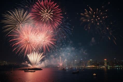 Premium Photo Fireworks Celebration At New Year Night Sky