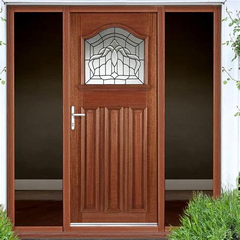 Estate Crown Exterior Hardwood Door And Frame Set Lead Caming Double