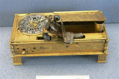 Table Clock With Flintlock And Candlestick 1550s Germanisches