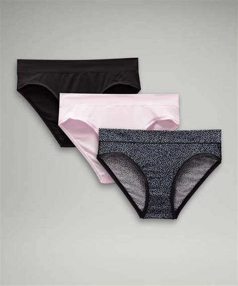 Lululemon Underease Mid Rise Bikini Underwear Pack Bone Dew Pink Black Lulu Fanatics