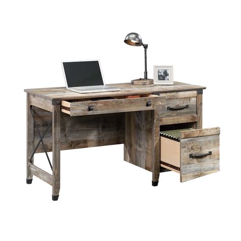 Sauder Carson Forge Engineered Wood Desk In Rustic Cedar Brown