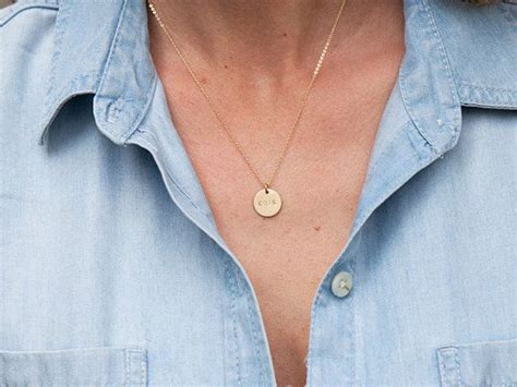 Initial Disc Necklace Gold Disk Necklace Personalized Disk Necklace