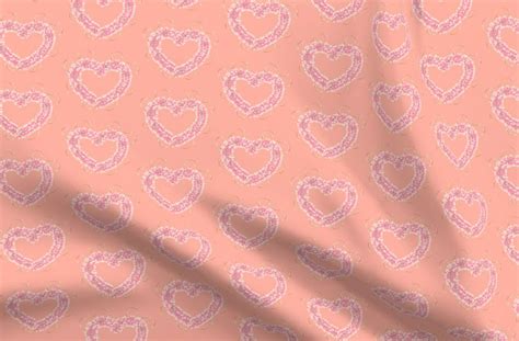 Floralheartspink On Peach Spoonflower