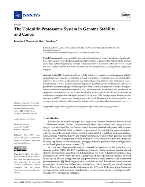 (PDF) The Ubiquitin Proteasome System in Genome Stability and Cancer