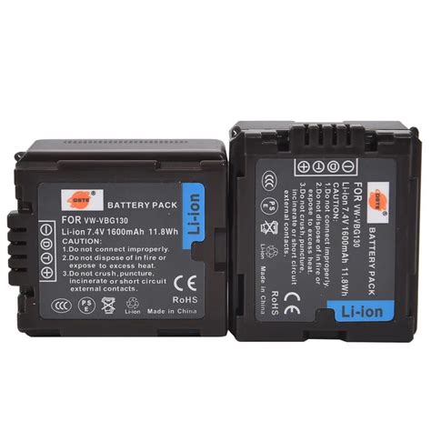 DSTE 2pcs VW VBG130 Rechargeable Li Ion Battery For Panasonic HS20