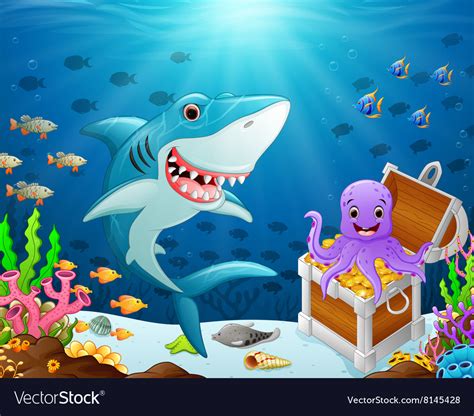 Shark Under The Sea Royalty Free Vector Image Vectorstock