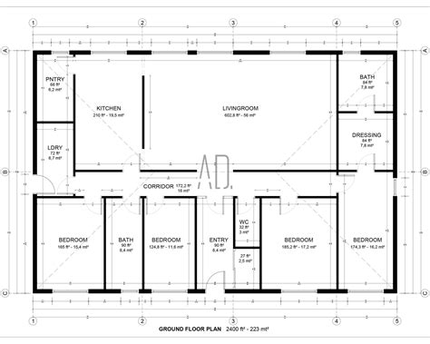 4 Bedroom Barndominium Floor Plan 40x60 Modern House Plan - Etsy