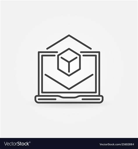 Laptop With Cube Linear Icon Ar Concept Royalty Free Vector