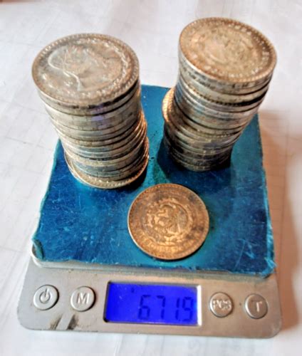 41 Large Silver Mexico UN Peso Coins Circulated Scrap Silver 671 Grams