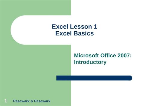 Pptx Pasewark Pasewark Excel Lesson Excel Basics Microsoft