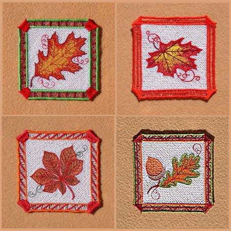 Fsl Autumn Mug Rugs Inch Machine Embroidery