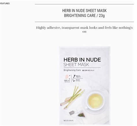 Missha Herb In Nude Sheet Mask Brightening Care G Buy Best Price In UAE Dubai Abu Dhabi