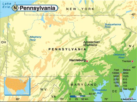 Pennsylvania Physical Map