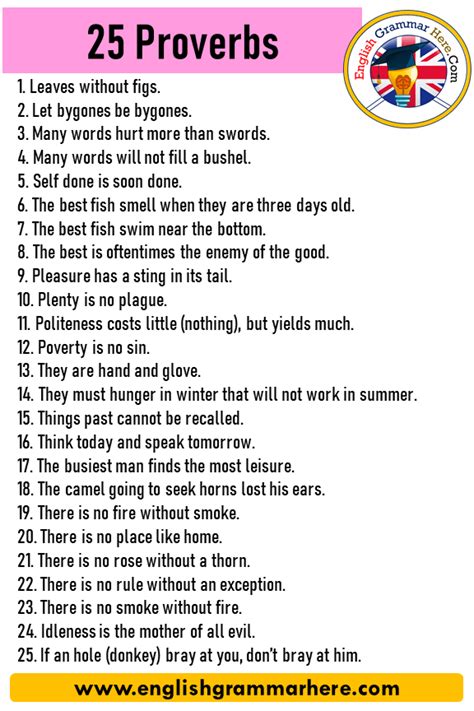 25 Proverbs Examples In English English Grammar Here