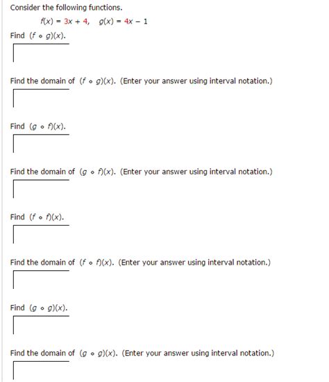 Solved Consider The Following Functions F X 3x 4 G X