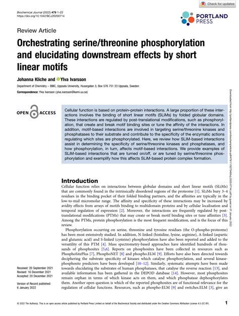 PDF Orchestrating Serine Threonine Phosphorylation And Elucidating