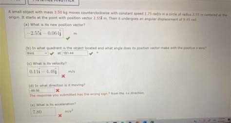 Solved A Small Object With Mass Kg Moves Chegg