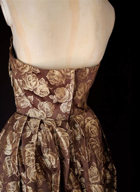 Vintage 1950s Bronze Gold Brocade Cocktail Dress Alexandraking