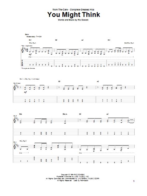 You Might Think By The Cars Guitar Tab Guitar Instructor