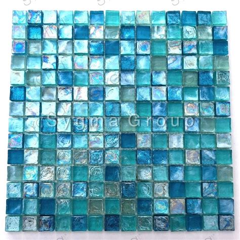 Tile Blue Glass Mosaic For Bathroom And Kitchen Arezo Turquoise