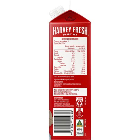 Harvey Fresh Lactose Free Full Cream Milk 1l Woolworths