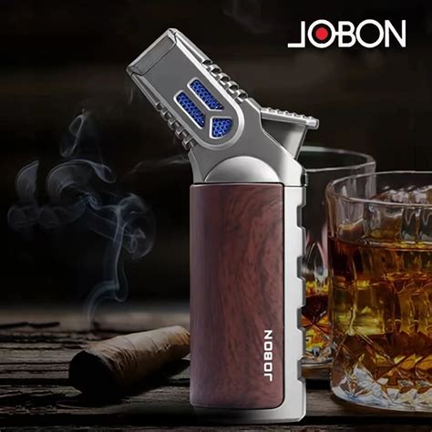 JOBON Metal Spray Gun Four Jet Blue Flame Butane Gas Torch Lighter