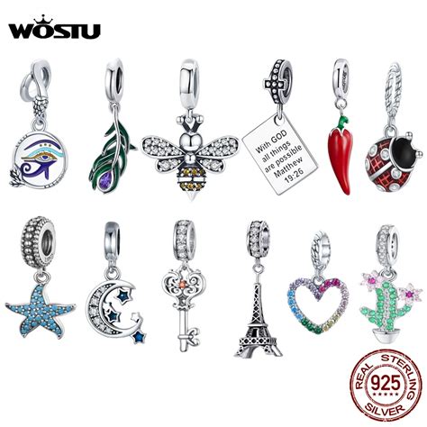 Wostu Hot Sale Sterling Silver Daisy Wings Heart Pendant Charm