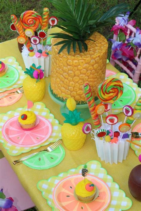 Tropical Fruits Birthday Party Ideas | Photo 10 of 13 | Fruit birthday ...