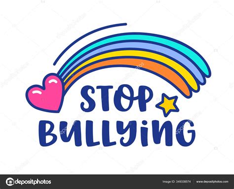 Stop Bullying Banner Met Rainbow Heart En Star Isolated Op Een Witte