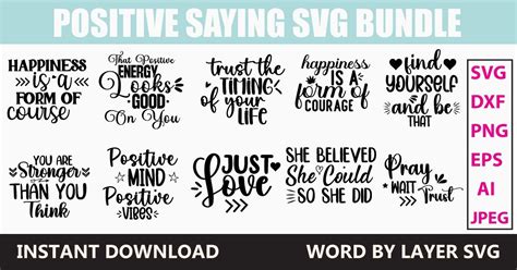 Positive Saying Svg Bundle Bundle · Creative Fabrica