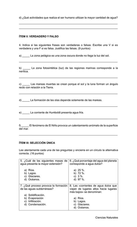 Evaluación Sumativa Unidad 1 Ciencias Naturales Profe Social