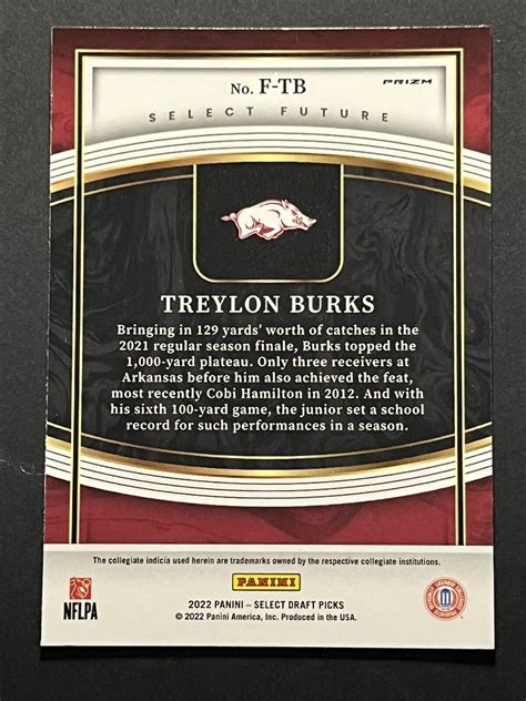 Panini Select Draft Picks Treylon Burks Future Rookie Insert