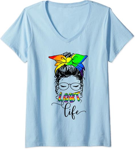 Damen Lgbt Life Regenbogen Lesbisch P Rchen Geschenk Gay Pride T Shirt Mit V Ausschnitt Amazon