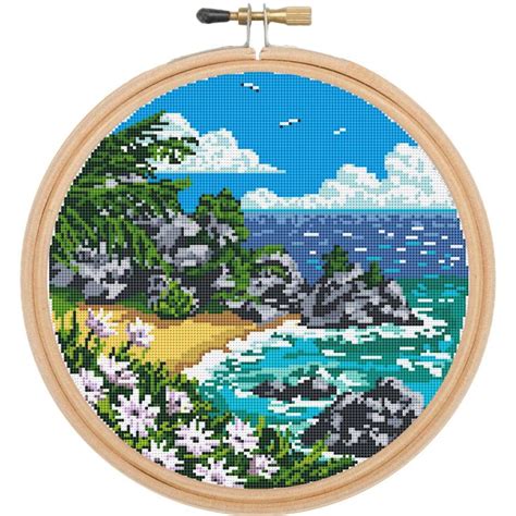 Landscape Modern Cross Stitch PDF Pattern Channel Islands - Etsy ...